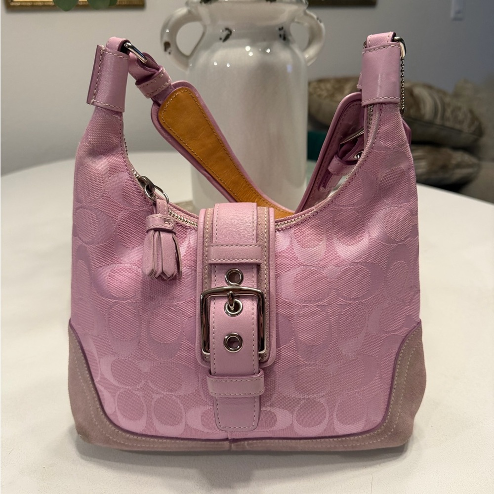 Coach Light Pink Signature Jacquard Hobo Bag - Picture 6 of 13